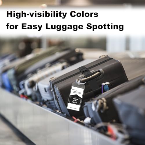 8 Pack Luggage Straps and Cruise Tags Set (Black & Wide)