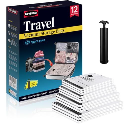Travel Vacuum Bags for Luggage with Hand Pump (12 Combo)