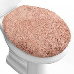 Microfiber Elongated Toilet Seat Cover 19.5"x 15" Machine Washable (Blush Pink / Elongated)