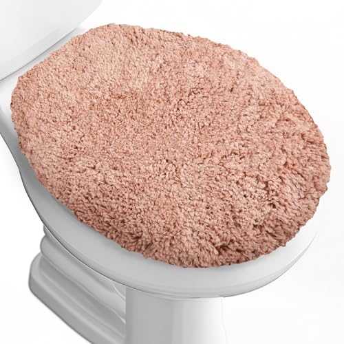 Microfiber Elongated Toilet Seat Cover 19.5"x 15" Machine Washable (Blush Pink / Elongated)