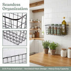 2 Set Adhesive Hanging Wall Basket Inside Cabinet Door Organizer (Black / 2 PACK)