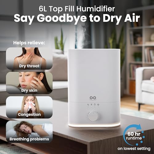 6L Large Humidifier for Bedroom (White)