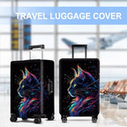 Neon Cat Luggage Cover Washable Suitcase Protector Anti (Neon Cat / XL(32-34inch suitcase))