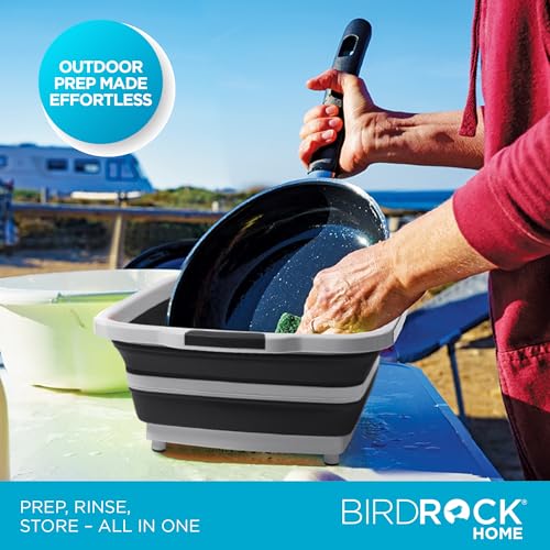 18L Collapsible BBQ Prep Tub with Lid (Black / 22"L x 16"W x 7.1H")
