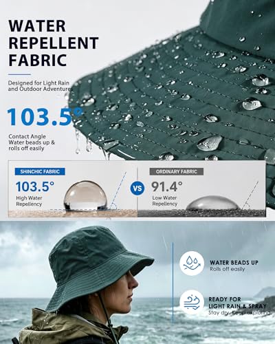 Water Resistant UPF 50+ Sun Bucket Hat Packable Brimmed for Women Men (One Size / Blue Gray)