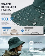 Water Resistant UPF 50+ Sun Bucket Hat Packable Brimmed for Women Men (One Size / Blue Gray)