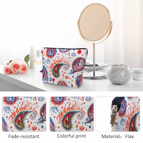 Paisley Floral Makeup Organizer Bag Cosmetic Bag For Men Women (9 x 7.1 inch / Paisley Floral)