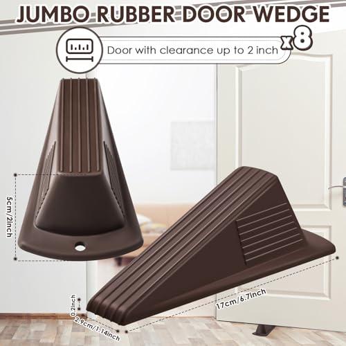 8 Pcs Jumbo Door Stoppers Heavy Duty Rubber Doorstop (Coffee)