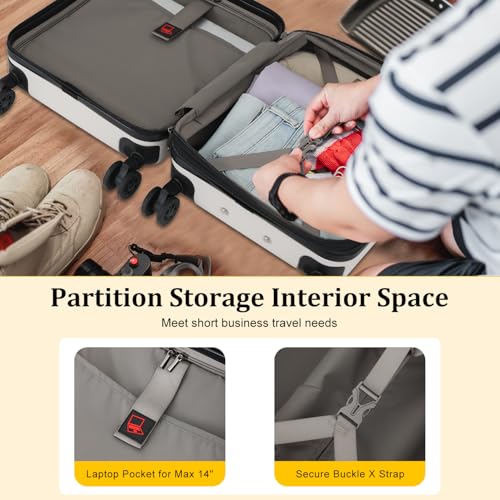 Expandable 16 Inch Underseat Carry On Luggage Airline Approved (White / 16 Inch Underseat EXT)