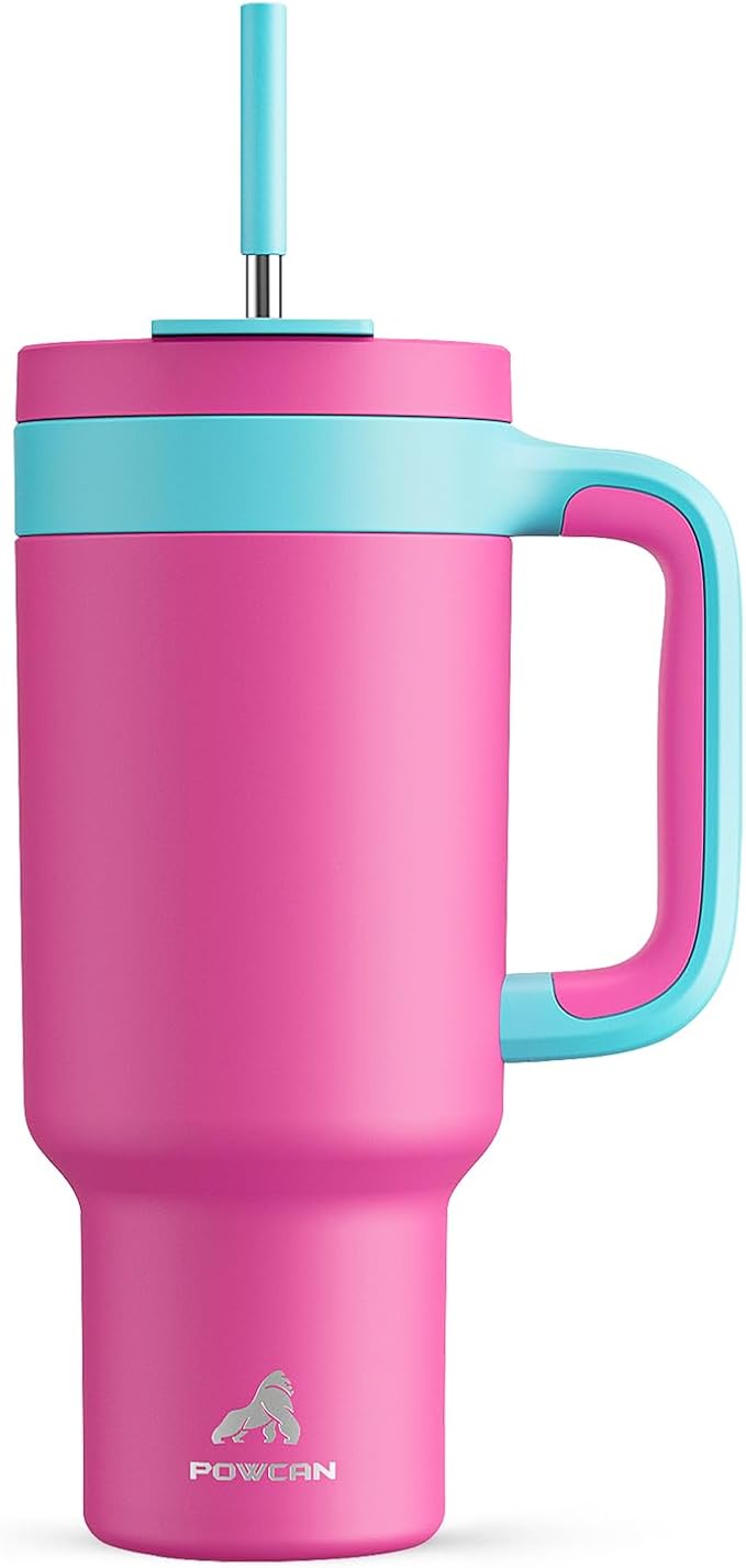 POWCAN 40 oz Tumbler with Handle, 2-in-1 Straw and Sip Lid, Dishwasher Safe by POWCAN