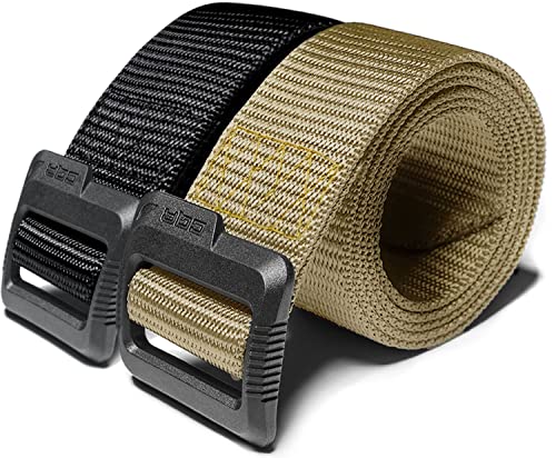 Tactical Belt (2pack Dura Nylon Black/Khaki / Medium)