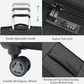 Softside Expandable checked Luggage with Front Business Pockets (Black-24 / 24 inch)