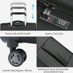Softside Expandable checked Luggage with Front Business Pockets (Black-24 / 24 inch)