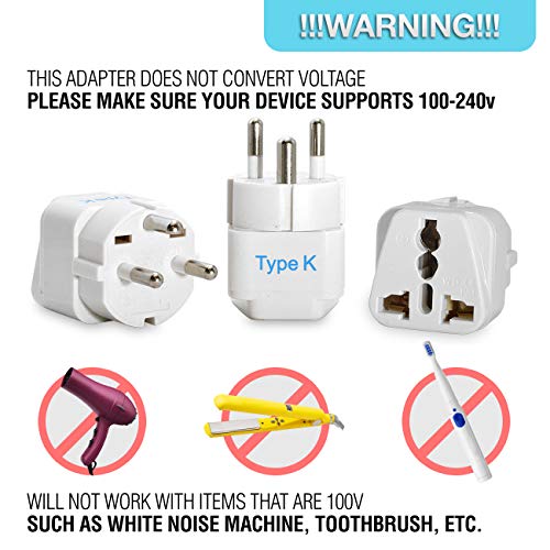 Denmark Travel Plug Adapter (3 Pack / Type K - Denmark)