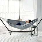 Cotton Camping Hammock Portable with Tree Straps Holds 660lbs (Grey)