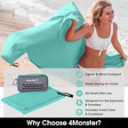Quick Dry Travel Towel with Case & Carabiner (Lake-green / 71.00" x 35.00")
