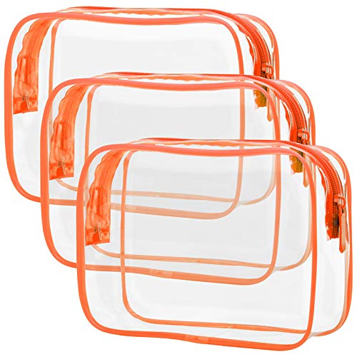 Clear Makeup Bag with Zipper (Orange / Medium Set)