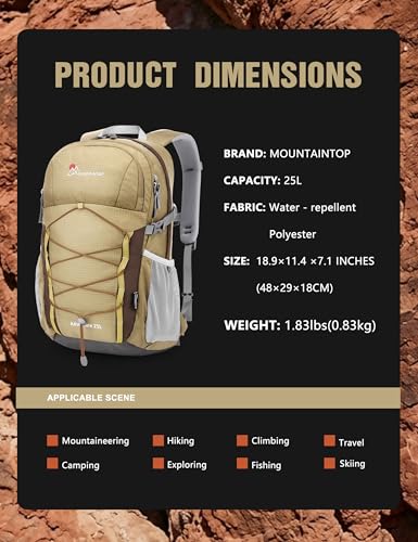 25L Hiking Backpack (Brown&kakhi-25l / 25L)