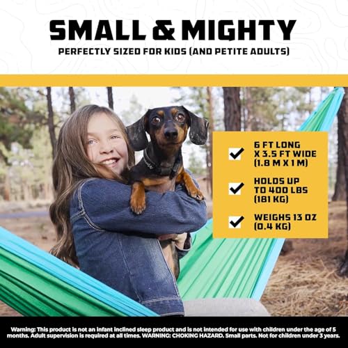 Kids Hammock Small Camping Hammock (Green & Blue / Kids)