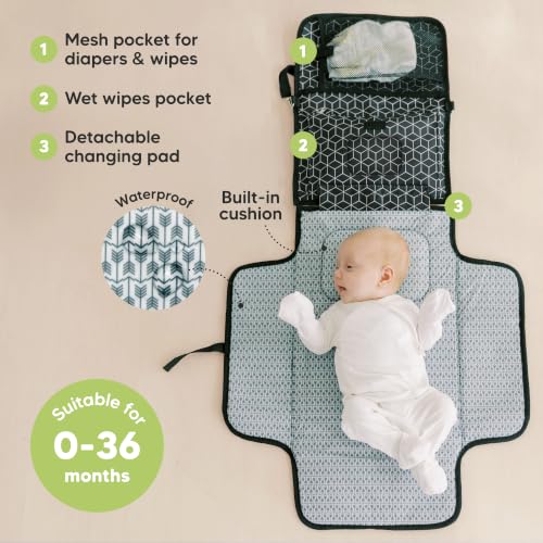 Portable Diaper Changing Pad (Black Geo)