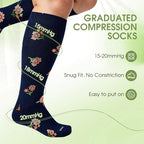 Plus Size Compression Socks for Women 3 Pairs Viscose for Bamboo Wide Calf 15 (XX-Large / 3 Pair-flower)