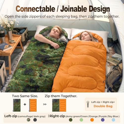 Sleeping Bag for Adults (Orange / 87"x29.5")