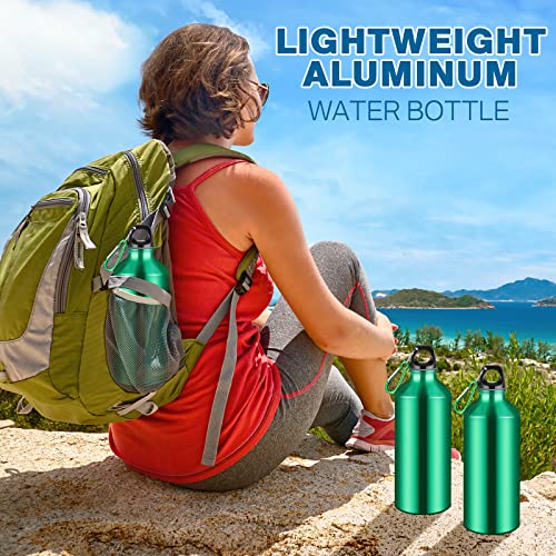 10 Pcs Aluminum Water Bottle 20 oz Reusable Bottles Lightweight Leak Proof Aluminum Sports Travel Bottles with Twist Cap Buckle for Gym (Green)
