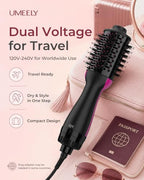 Dual Voltage Hair Dryer Brush (Rose Red / Black)