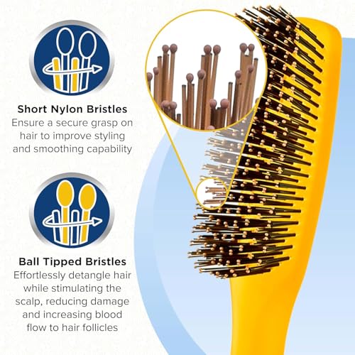 GIO1 Gentle Hair Brush Dresser Size. Wet & Dry Pro Hair Brush Detangler. Soft for Sensitive Scalp. Good For Men Women & Kids All hair lengths. Durable and Anti (Set / Orange)