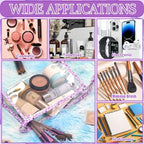 12 Pieces Clear Makeup Bag PVC Portable Travel Makeup Cosmetic Toiletry Zippered Pouches Waterproof Vinyl Plastic Large Clear Organizer Storage Case (12pcs Purple L)