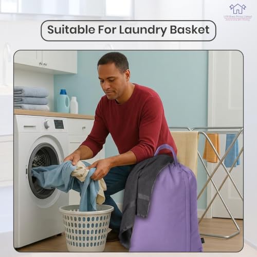 LFH Home Cotton Rich Large Premium Canvas Laundry Bag (18"x26" (Pack of 4) / Lavender)