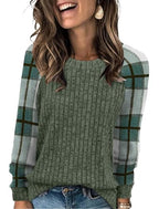 Womens Tops St Patricks Day Shirt Women Winter Clothing Fall Tunics Long Sleeve Sweaters for Women Fall Clothes Comfiest Airport Outfits Business Casual Travel Cozy Fall Fashion Plus Size Maternity (Small / 08-green Plaid)