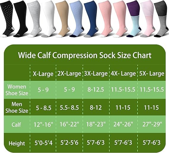 Plus Size Compression Socks for Women 3 Pairs Viscose for Bamboo Wide Calf 15 (3X-Large / 3 Pair-flower)