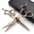 7/8/9 inch hair scissors salon hairdresser and thinning(Rose Gold) (Rose Gold)