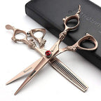 7/8/9 inch hair scissors salon hairdresser and thinning(Rose Gold) (Rose Gold)