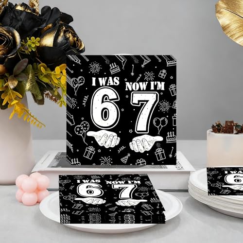 50Pcs I was 6 Now I'm 7 Napkins (6 7 Birthday)