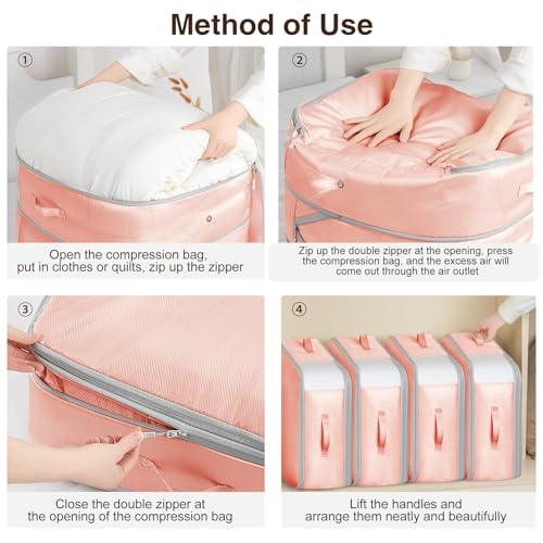 2 Pack Compression Storage Bags (110L-2 Pack / Pink)