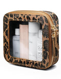 Small Makeup Bag Clear Mini Pouch Cosmetic Case Travel Leopard Make Up Bag for Purse Accessories Cheetah Print Travel Clear Case for Car Essentials Women Cute Leather Little Cosmetic Pouch with Zipper (Leopard Brown / Mini Chic)