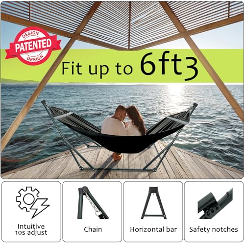 Portable Hammock Stand with Canvas Net (3. Black)