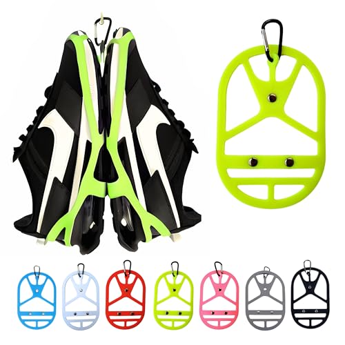 Shoe Holster For Backpack with Clip Hanger. Footwear Holder with a Carabiner for Sneakers (Yellow Neon / Large)