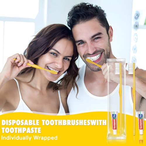 Disposable Toothbrushes with Toothpaste Pack of 10