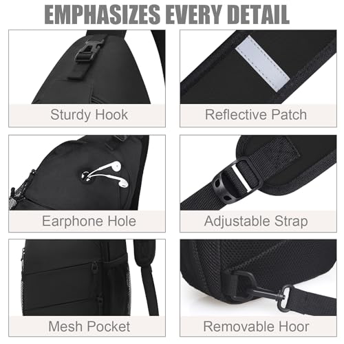 Crossbody Bags for Women Men Trendy Sling Bag Backpack Chest Bag (Large / Black)