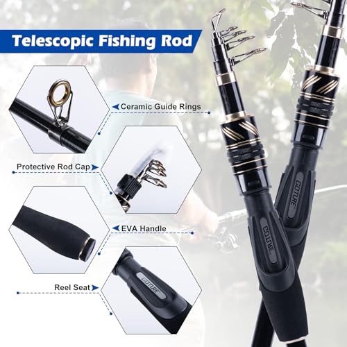 Fishing Rod and Reel Combo (2 Rod & 2 Reel Spinning Fishing Combo - Oxford Soft Case / 2.1M/7FT - A)
