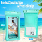 IP68 Waterproof Phone Pouch 2 Pack (Aqua Green White 2 pack)