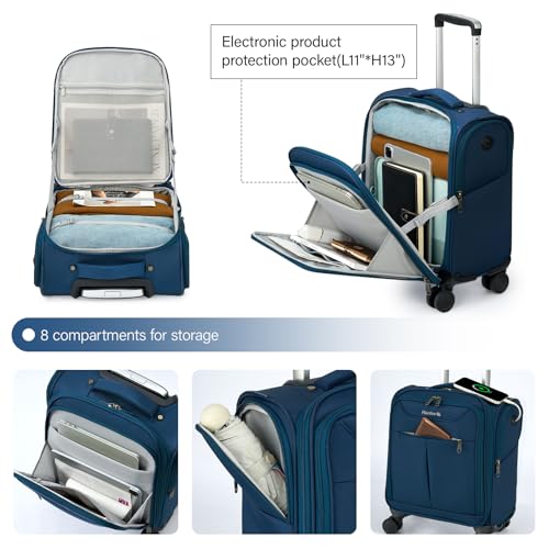 Underseat Carry On Luggage with Wheels (Blue / 16-Inch)