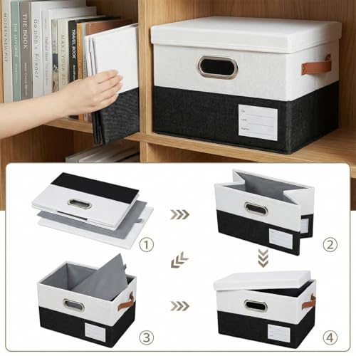 Storage Bins with Lids [3 (Black & White / S(3-Pack))