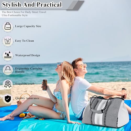 Neoprene Multipurpose Beach Bag Tote Bag (Grey 2 / Large)