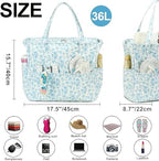 Waterproof Beach Tote Pool Bags for Women Ladies Extra Large Gym Tote Carry On Bag With Wet Compartment for Weekender Travel (Blue Floral 201)