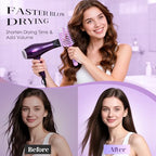 Hair Brush Set Curved Vented Brush Women Kids Curly Thick Fine Wet Dry Hair (Purple+ Vibrant pink)