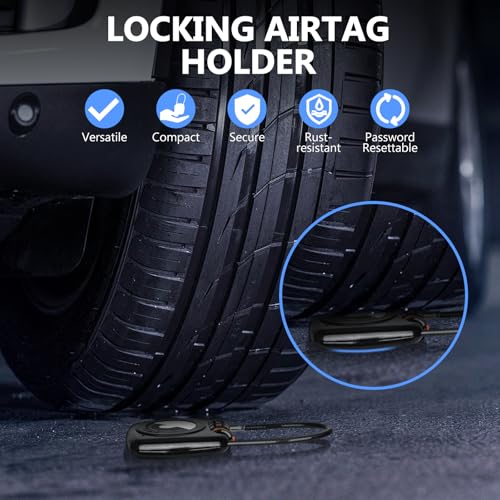 Compatible with Apple AirTag Secure Lock with Wire Cable (Black)